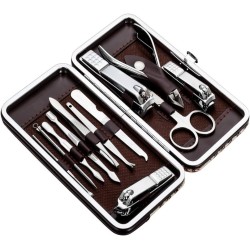 Kit de manicura, pedicura, cortaúñas, juego de 12 piezas.