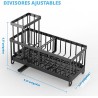Soporte de esponja negro para fregadero de cocina, organizador de fregadero con soporte alto para cepillos