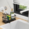 Soporte de esponja negro para fregadero de cocina, organizador de fregadero con soporte alto para cepillos