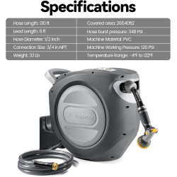 GLAHODEN Carrete de manguera | Resitencia a UV y montaje a la pared