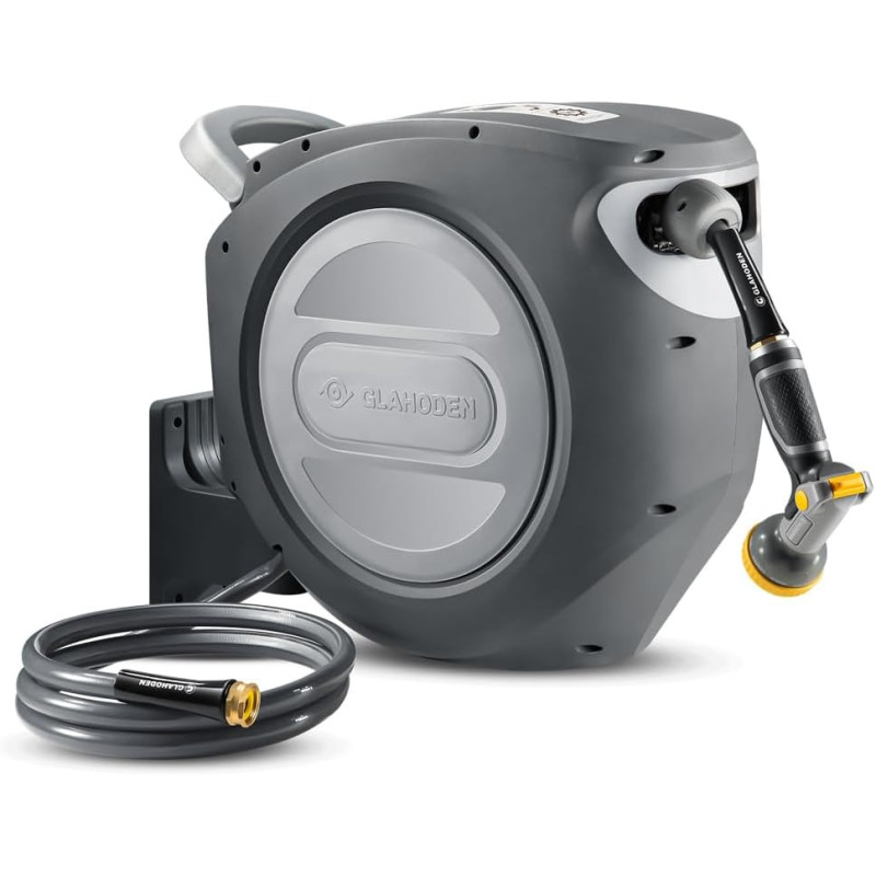 GLAHODEN Carrete de manguera | Resitencia a UV y montaje a la pared