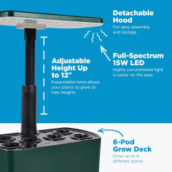 AeroGarden Harvest Lite, sistema hidropónico de jardín | Para interiores con luz LED de crecimiento