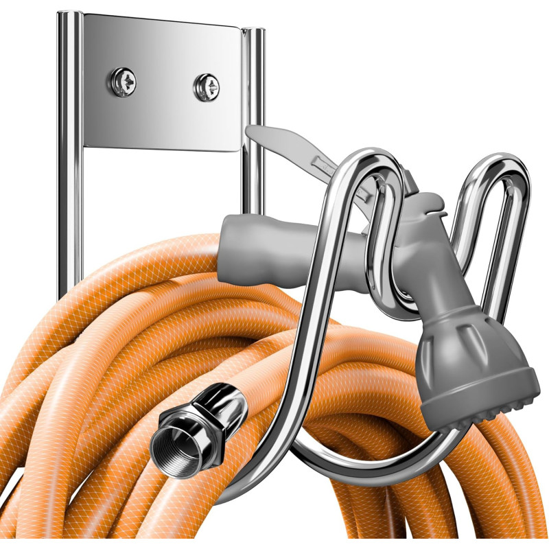 Soporte de manguera de jardín | Para pared y resistente para extensiones de manguera