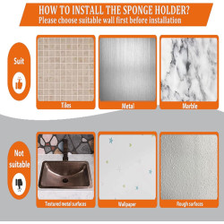 Soporte de esponjas | Soporte de esponjas y jabones para pared de baño