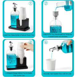 Dispensador de enjuague bucal | Bandeja de madera facil de limpiar