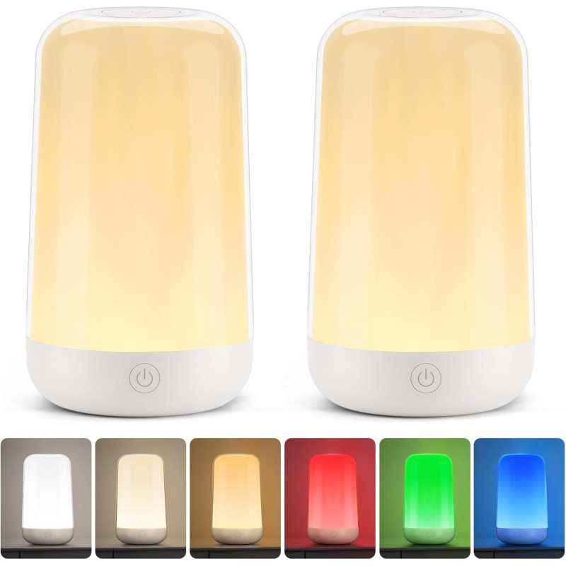 FRIDEKO HOME Paquete de 2 lámparas de noche | Recargable y color personalizable