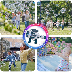 Pistola de burbujas automática Gatling | Perfecta para fiestas de cumpleaños