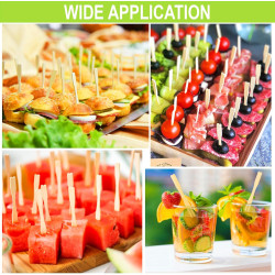 400 tenedores de bambú para aperitivos | Tnedores desechables echos de bambu