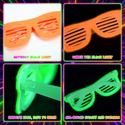 Mega-L - 12 lentes que brillan en la oscuridad | Lentes neon que brillan con luz negra