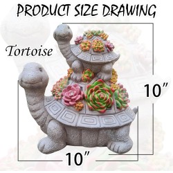 Estatuas solares de tortuga grande para jardín al aire libre para suculentas y 6 luces LED