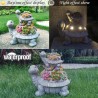Estatuas solares de tortuga grande para jardín al aire libre para suculentas y 6 luces LED