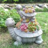 Estatuas solares de tortuga grande para jardín al aire libre para suculentas y 6 luces LED