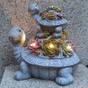 Estatuas solares de tortuga grande para jardín al aire libre para suculentas y 6 luces LED