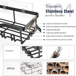 Organizador de ducha adhesivo paquete de 7, estantes de baño de acero inoxidable