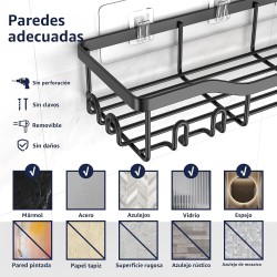 Organizador de ducha adhesivo paquete de 7, estantes de baño de acero inoxidable