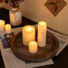 Plato redondo de madera decorativo para velas