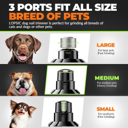 Molinillo de uñas para perros | Súper silenciosos con 3 muelas abrasivas recargables para mascotas