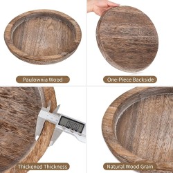 Plato redondo de madera decorativo para velas