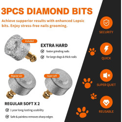 Molinillo de uñas para perros | Súper silenciosos con 3 muelas abrasivas recargables para mascotas