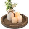 Plato redondo de madera decorativo para velas