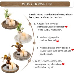Plato redondo de madera decorativo para velas