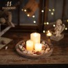 Plato redondo de madera decorativo para velas