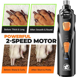 Molinillo de uñas para perros | Súper silenciosos con 3 muelas abrasivas recargables para mascotas