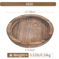 Plato redondo de madera decorativo para velas