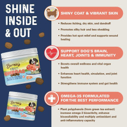 Bernie's OMG! Omegas masticables para perros | Masticables de Omega 3 para perros sabor salmon