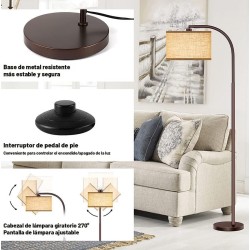 Lámpara de pie para sala de estar, lámpara de pie LED con 2 pantallas para dormitorio