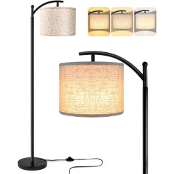 Lámpara de pie para sala de estar, lámpara de pie LED con 2 pantallas para dormitorio
