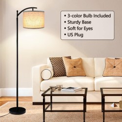 Lámpara de pie para sala de estar, lámpara de pie LED con 2 pantallas para dormitorio