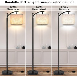 Lámpara de pie para sala de estar, lámpara de pie LED con 2 pantallas para dormitorio