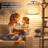 Lámpara de pie para sala de estar, lámpara de pie LED con 2 pantallas para dormitorio