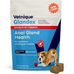 Vetnique Glandex - Golosinas masticables para mascotas | Ideal para la salud de la glándula anal de mascotas