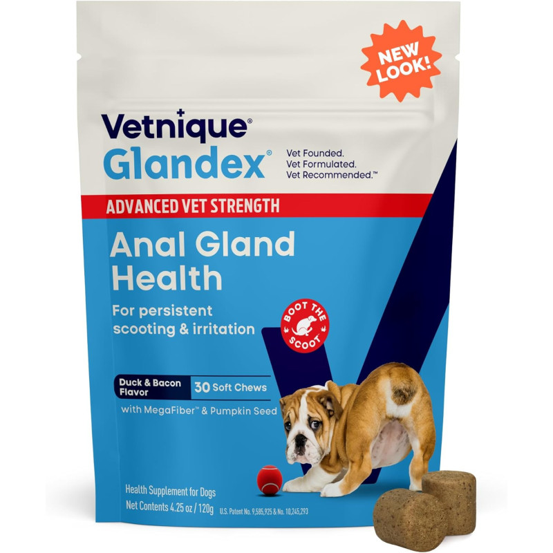 Vetnique Glandex - Golosinas masticables para mascotas | Ideal para la salud de la glándula anal de mascotas