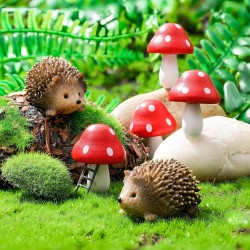 Queekay Erizos de resina y escultura de hongos de madera