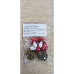 Queekay Erizos de resina y escultura de hongos de madera