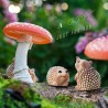 7 figuras de resina de ardilla y erizo con bellota y hongos