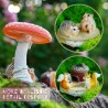 7 figuras de resina de ardilla y erizo con bellota y hongos