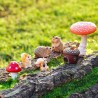 7 figuras de resina de ardilla y erizo con bellota y hongos