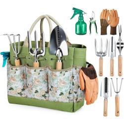 Herramientas de jardinería | 9 Piezas con bolsa organizadora