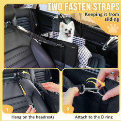 SlowTon Asiento de automóvil para perro | Asiento para mascotas con cojin suave y cinturon