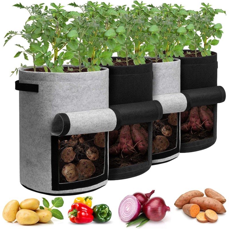 Bolsas de cultivo | Paquete de 4 en color gris y negro Bolsas de cultivo | Paquete de 4 en color gris y negro
