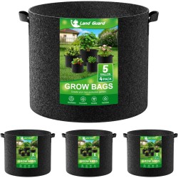 Land Guard Paquete de 4 bolsas de cultivo de tela de 5 galones