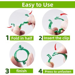 100 clips de soporte para plantas, clips de plástico para asegurar plantas