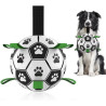QDAN - Pelota de fútbol con correas para perros | Pelota de juegos con correa para perros