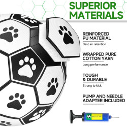 QDAN - Pelota de fútbol con correas para perros | Pelota de juegos con correa para perros