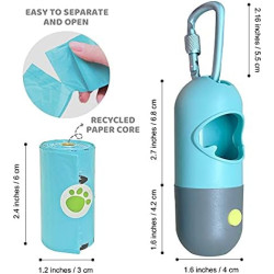 Despachador de bolsas para recoger desechos de mascota | Con luz LED integrada