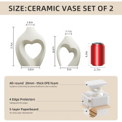 Jarrones blancos para decoración | Jarrones blancos de decoracion con forma de corazon